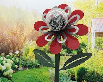Solar Flower, Solar Stake, 15”, Solar Light, Garden Decor, Handmade