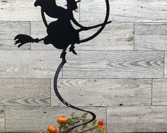 Halloween Witch, Candle Stand, Metal Witch, Gift for Halloween, Witch with Broomstick, Witch Candle Stand, Halloween Decor, Fall Decorations