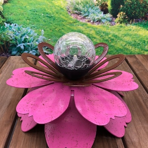 Solar Flower, Outdoor Solar light, Outdoor lighting, Solar light for garden, Outdoor centerpiece, outdoor party centerpiece, gift for mom Pink