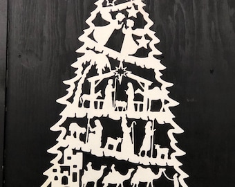 Nativity Tree, Nativity, Candle Stand, Christmas Decor, Religious Christmas Theme, Mantel Decor,  Nativity Story, Sesonal Decor