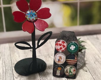 Flower Magnet, Desk Decor, Coworker Gift, Secret Santa Gift, Magnet, Candle Holder, Flower for Mom, Teacher Gift, Friendship Gift