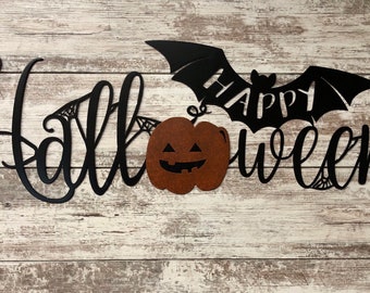 Small Tin Sign Happy Halloween Purple 10x15cm Small Tin Sign Happy Halloween Purple 10x15cm