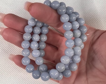 Angelit, Angelit Armband, blaues Angelit, Kristall Armband, Stretch Armband, Perlenarmband, Heilarmband, Naturheilung