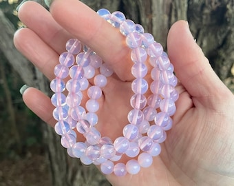 Pink Opalite, Pink Opalite Bracelet, Opalite Bracelet, Good Luck Stone, Crystal Bracelet, Natural Healing, Wicca, Magical, Healing Bracelet