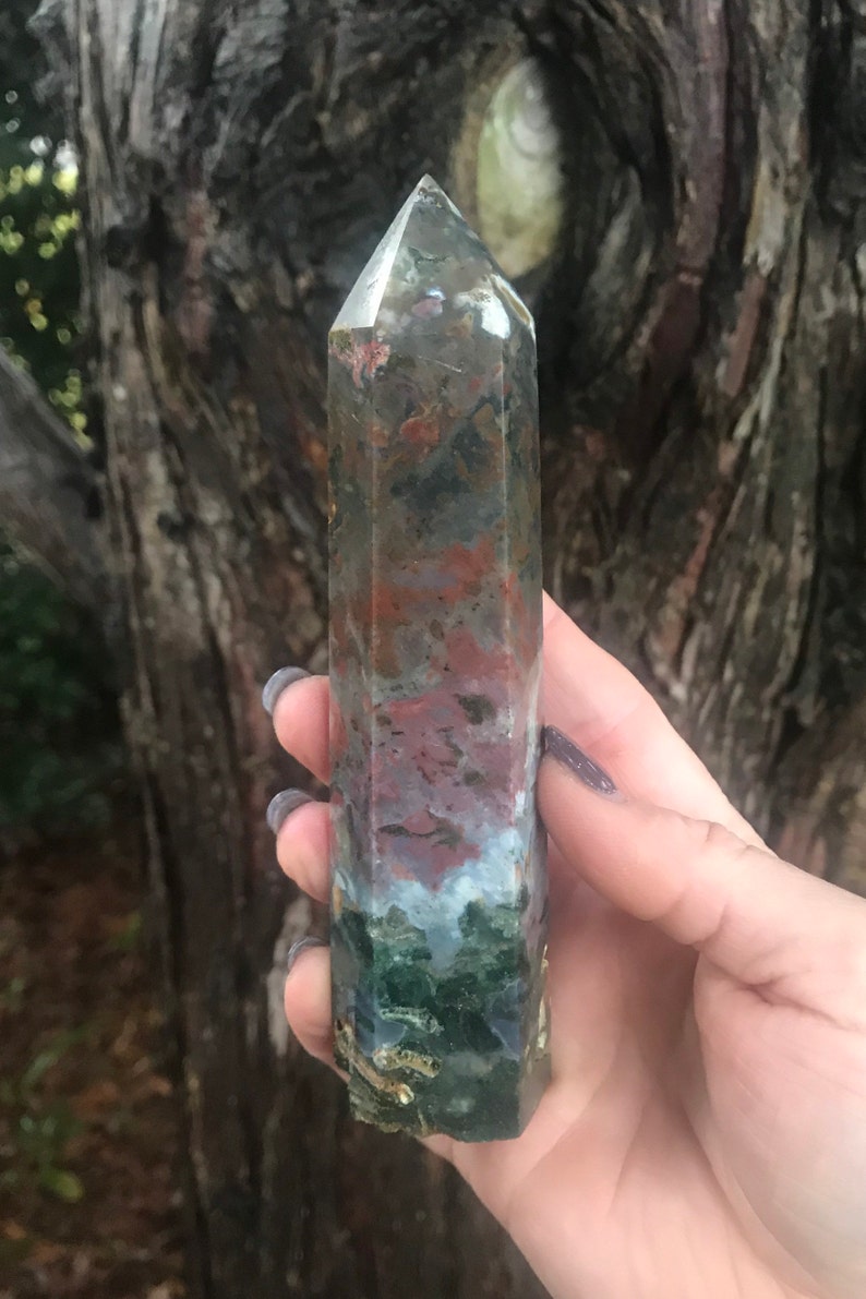 Crystal for Anxiety Positivity Stone Root Chakra Natural Healing Heart Chakra Ocean Jasper Point Ocean Jasper Tower Ocean Jasper