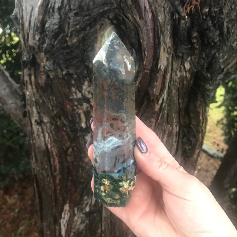 Crystal for Anxiety Positivity Stone Root Chakra Natural Healing Heart Chakra Ocean Jasper Point Ocean Jasper Tower Ocean Jasper