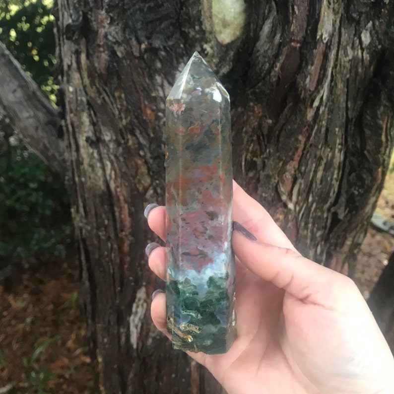 Crystal for Anxiety Positivity Stone Root Chakra Natural Healing Heart Chakra Ocean Jasper Point Ocean Jasper Tower Ocean Jasper