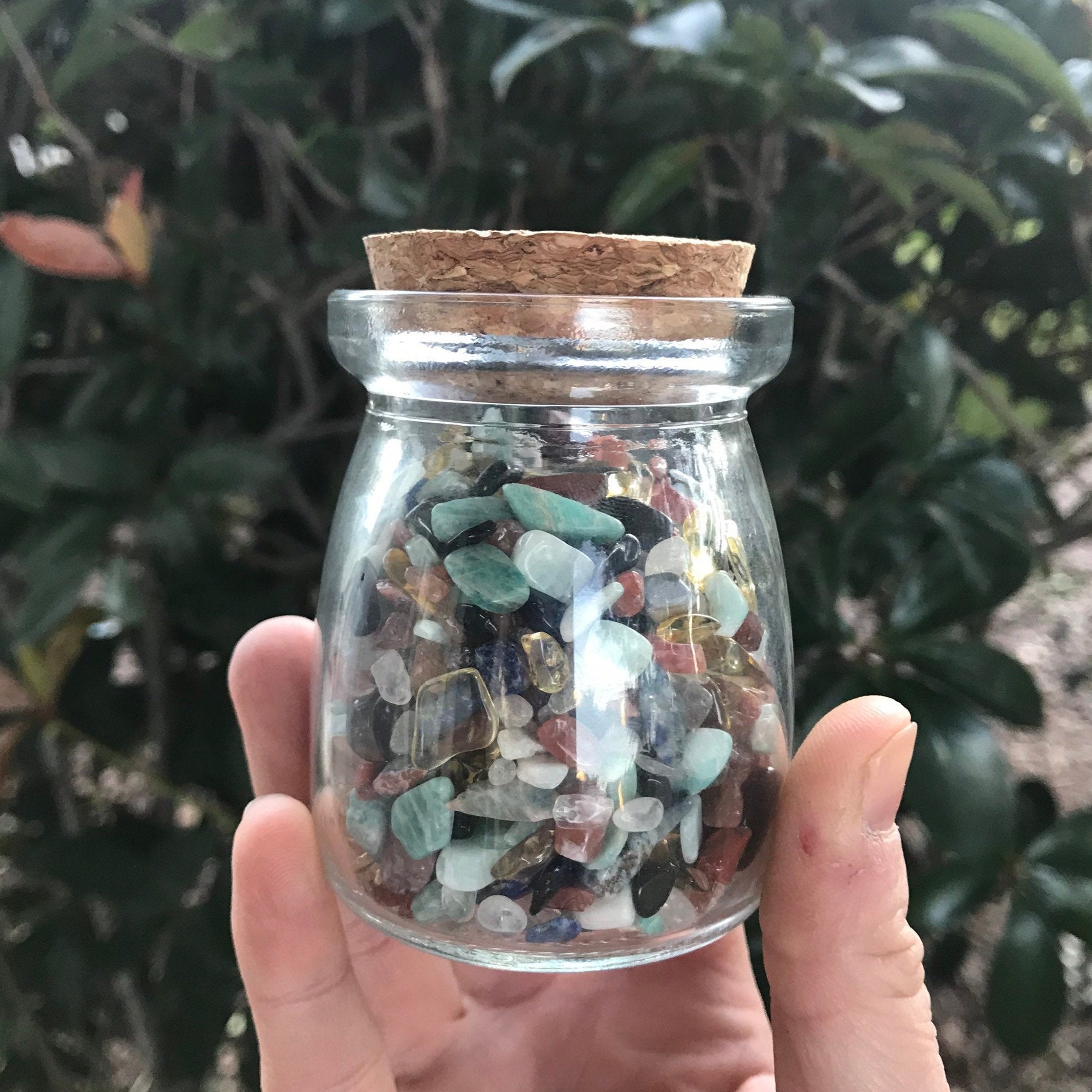 Crystal Chip Jar Large Crystal Chip Jar Mixed Crystal Chips Etsy