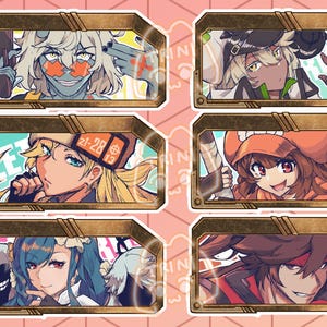 Holo Rainbow Guilty Gear Character Tile Keychain and Stickers / Gifts for Guilty Gear Fans
