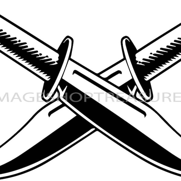 Sport Bowie Hunting Knife Hunt Hunter Dagger Blade Steel Fish Fishing Equipment Gear War Logo .SVG .PNG Clipart Vector Cricut Cut Cutting