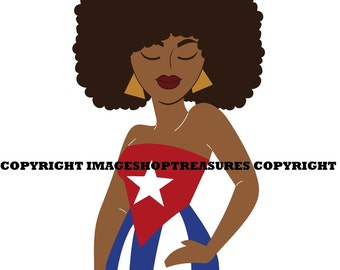 Vector Brown Cuba Cuban Afro Centric Black Woman Flag Dress Caribbean  Country World Nation Love Svg Clipart Clip Design Cricut