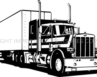 Mack Truck Driver Trucker Big Rigg 18 Wheeler Semi Tractor Remolque Cabina Envío Empresa de mudanzas Logotipo de camiones .SVG Vector Cricut Cut Corte