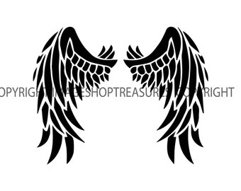 Angel Wings Gothic Heaven Decorative Angelic Religious Rip Design Logo .SVG .EPS .PNG Clipart Vector Cricut Cutting Download Printable