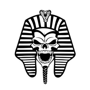 Faraó Egito Crânio Ceifador Ossos Motociclista Cobra Escuro Morte Fantasma Tatuagem Esqueleto Osso Logo .SVG .PNG Clipart Vetor Cricut Corte Corte