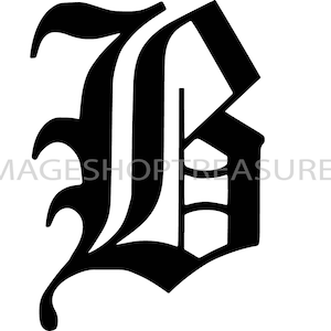 Old English Letter B Anglian OE Tattoo Latin Irish Celtic Fancy Wedding Silhouette,.SVG .PNG Clipart Vector Cricut Cut Cutting