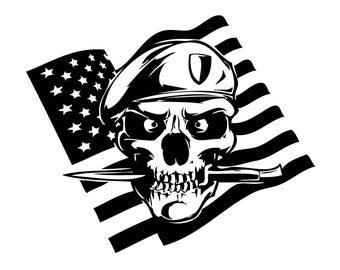 Abeja verde militar Grim segador cuchillo bandera american cráneo muerte fantasma tatuaje esqueleto hueso logo . Svg. PNG Clipart Vector Cricut Corte de Corte