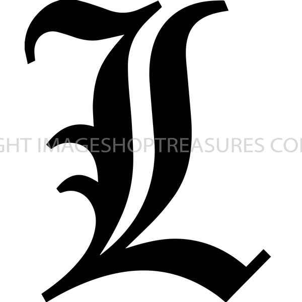 Old English Letter L Anglian OE Tattoo Latin Irish Celtic Fancy Wedding Silhouette,.SVG .PNG Clipart Vector Cricut Cut Cutting