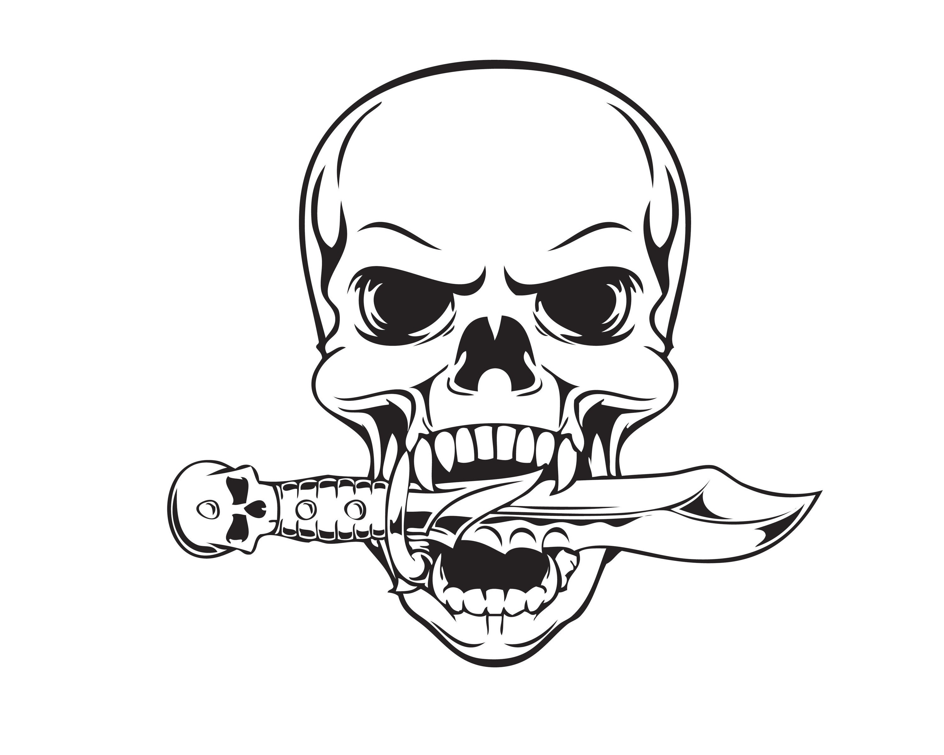 Skull Knife Dagger Pirate Tattoo Death Biker Skull Motorcycle Etsy