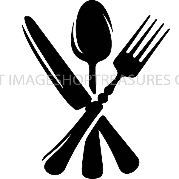 Gabel Messer Löffel Utensilien Kochen Geschirr Besteck Ware Chef Lebensmittel Küche Restaurant Logo Label Emblem.SVG. EPS Vector Cricut Cut Schneiden