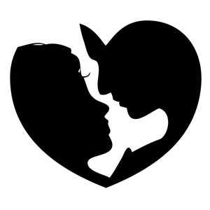 Heart Love Couple Man Woman Kiss Loving Gaze Romance Romantic Symbol Valentine Card Wedding Logo.SVG.PNG Clipart Vector Cricut Cut Cutting