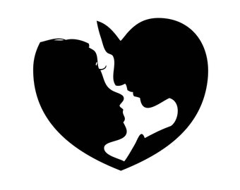 Heart Love Couple Man Woman Kiss Loving Gaze Romance Romantic Symbol Valentine Card Wedding Logo.SVG.PNG Clipart Vector Cricut Cut Cutting