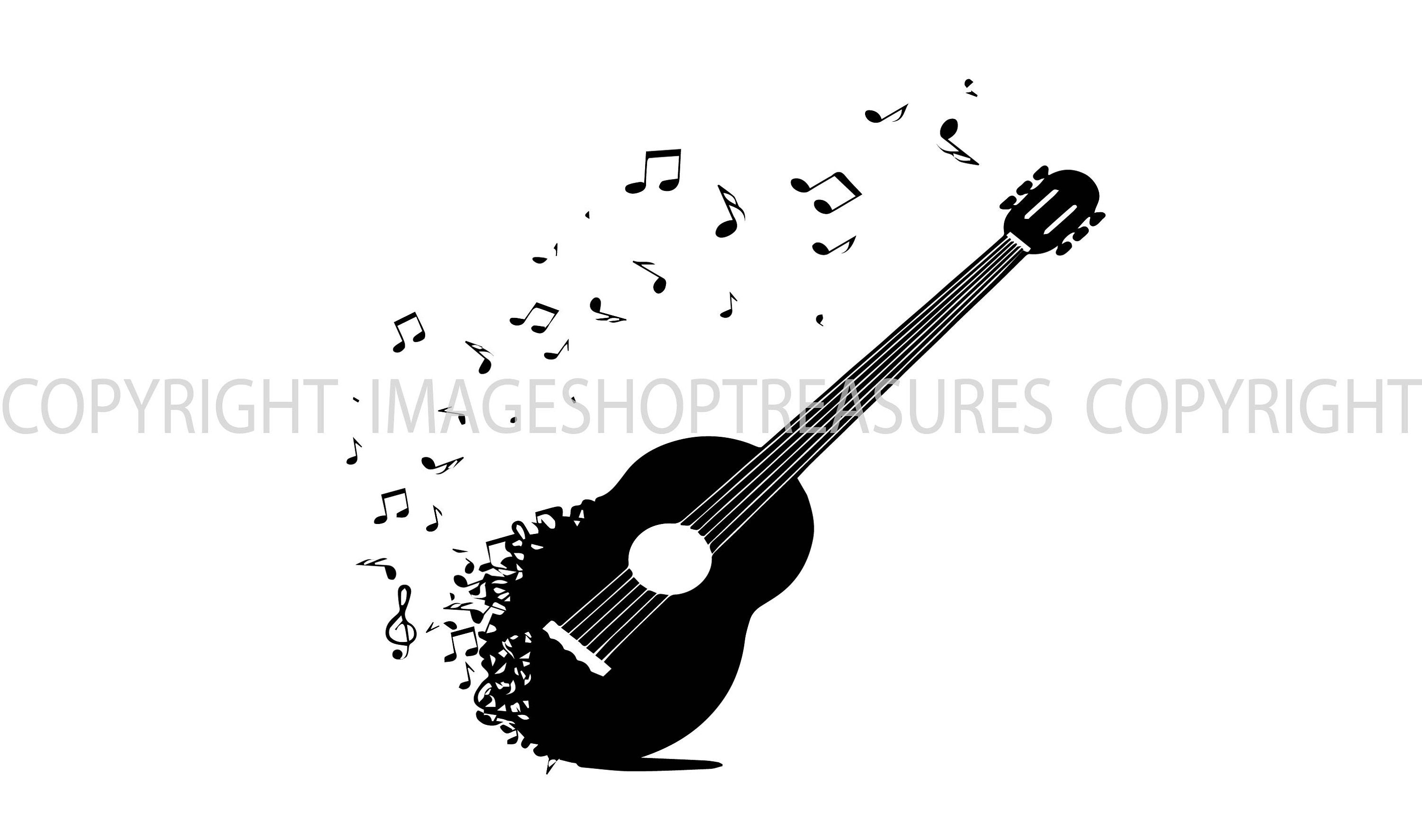 Download Guitar Music Note Clef Musical Instrument Love Rock Band Guitarist Svg Eps Instant Digital Clipart Vector