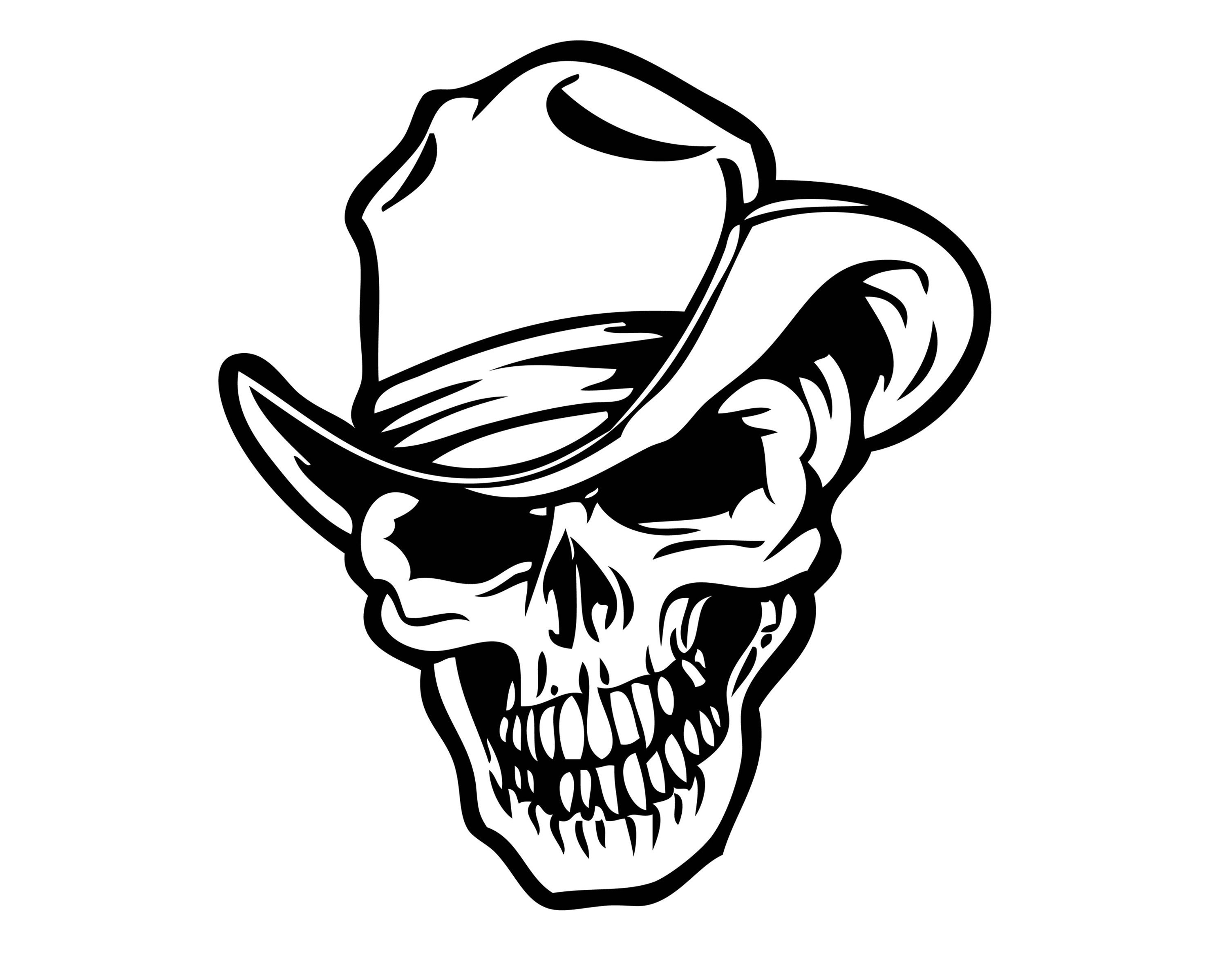 Cowboy Logo Skull Bones Tattoo Decal Rebel Outlaw Guns Hat Country Western ...