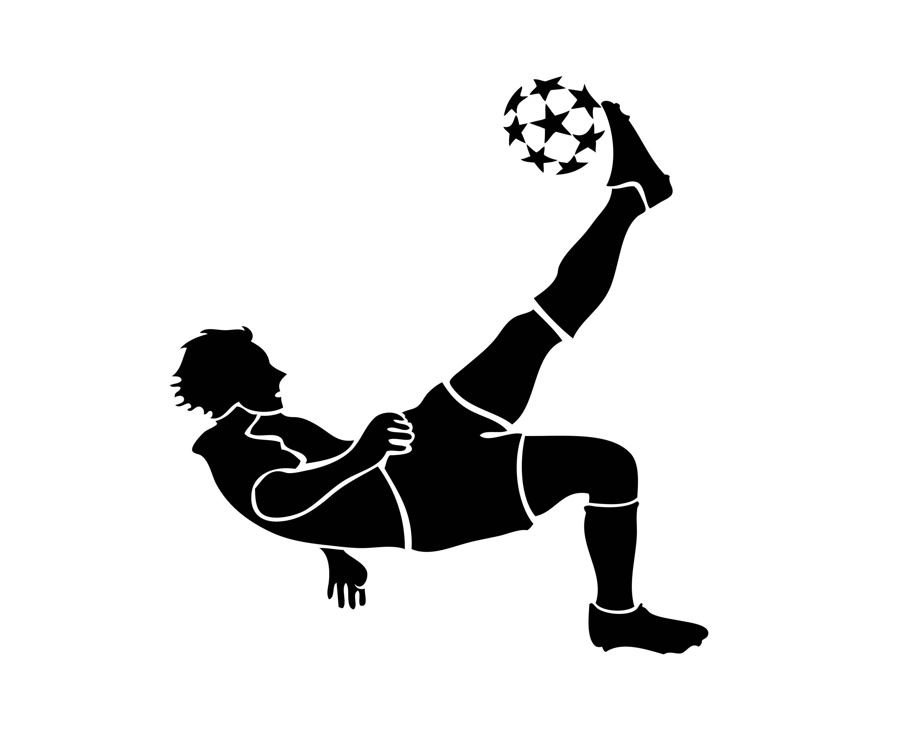 Tiré Par La Main Illustration Du Joueur De Football Silencieux . Silhouette  Graphique De L & # 39 ; Athlète Handicapé Sur Les Béquilles Avec Une Balle  De Football Clip Art Libres