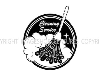 Cleaning Logo Maid Service Housekeeper Housekeeping Clean Vacuum Mop Floors .SVG .EPS .PNG Digital Clipart Vector Cricut Cutting Download