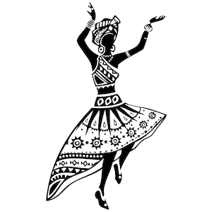 DONNA africana astratta che balla ebano VETTORE Jpeg Png EPS Svg Clip Art Logo Simbolo Tribale Nubiano Cricut Taglio Taglio Ebano Sagoma Modello