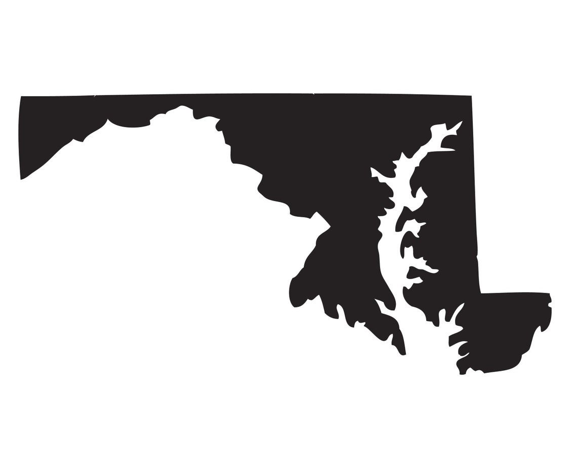 Maryland State Silhouette Shape Map U.S. US United America Etsy