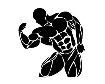 Bodybuilder 4 Muscle Fit Gewichtheffen Bodybuilding Pose Fitness Workout Gym Weights Flex Logo. SVG. PNG Clipart Vector Cricut Cut Cutting