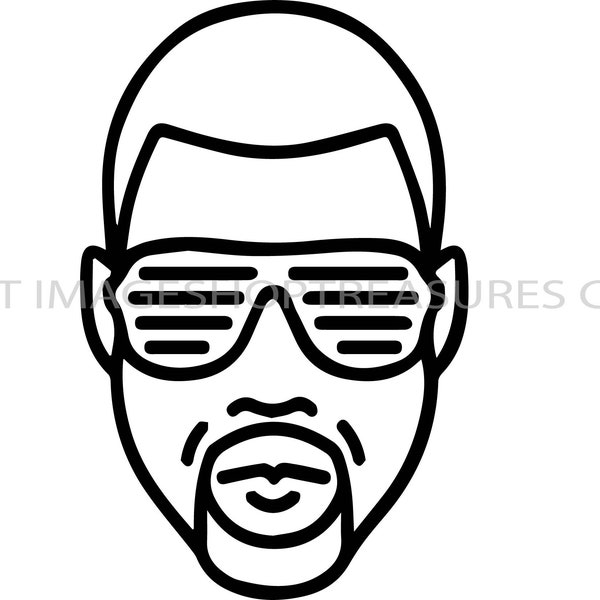 Kanye West Yeezy Ye Hip Hop Shades Rapero Kim Kardashian Perfil Artista de rap Cantante Compositor .SVG .EPS PNG Vector Cricut Cut Archivo de corte