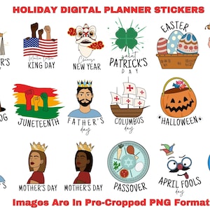 US Federal Holiday Digital Planner Stickers Pre Cropped for GoodNotes Daily Planner To-Do Icons Digital & Printable Sheet Scheduling