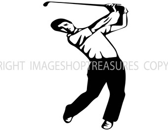 Golf Swing Stroke Club Ball Hole Golfer Golfing Sports Course Green Game .SVG .EPS .PNG Instant Digital Clipart Vector Cricut Cut Cutting