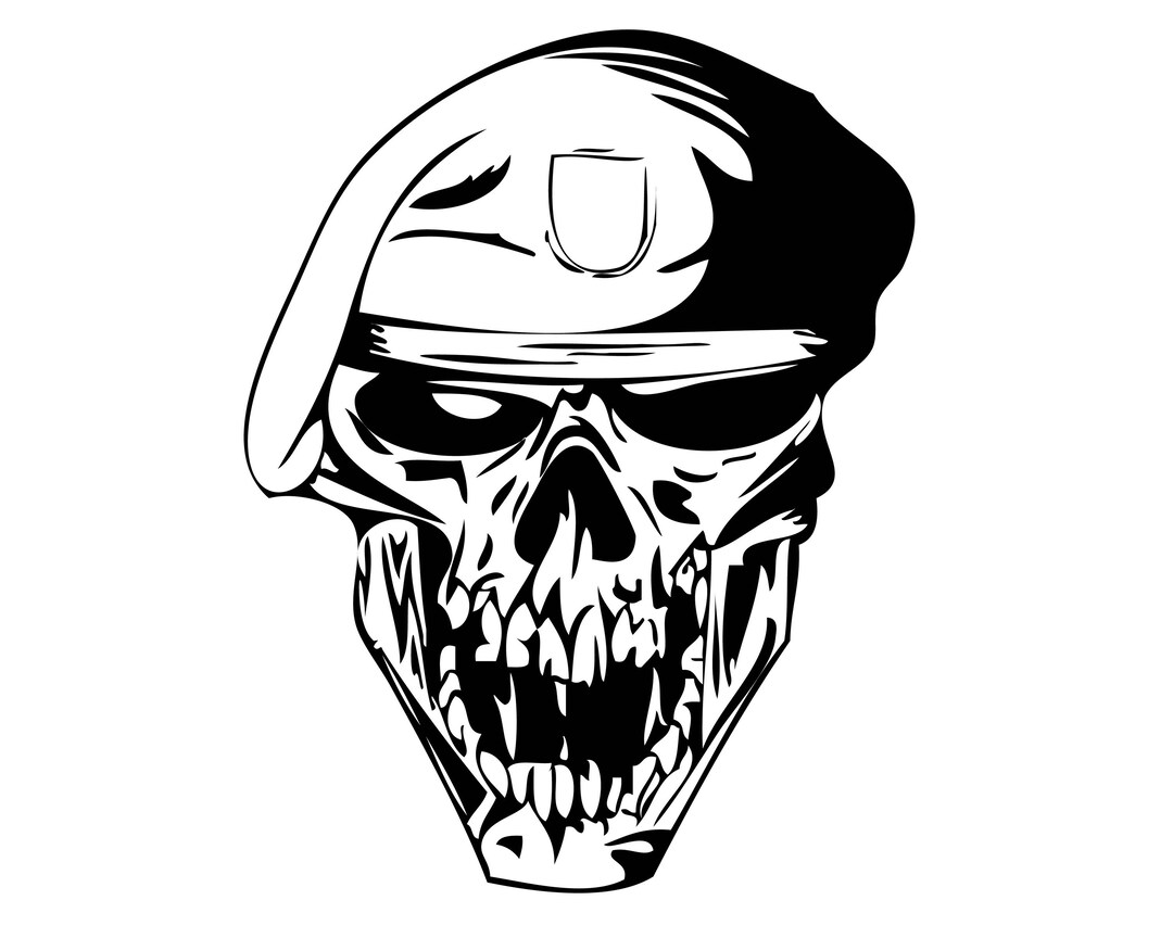 Skull Green Beret Military Marines Army Navy Bones Tattoo Decal Rebel