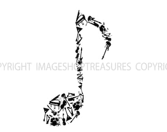 Music Clef Instrument Note Design Junkie Loving Symphony Genre Song Melody Rhythm Logo.SVG .PNG Clipart Vector Cricut Cut Cutting File