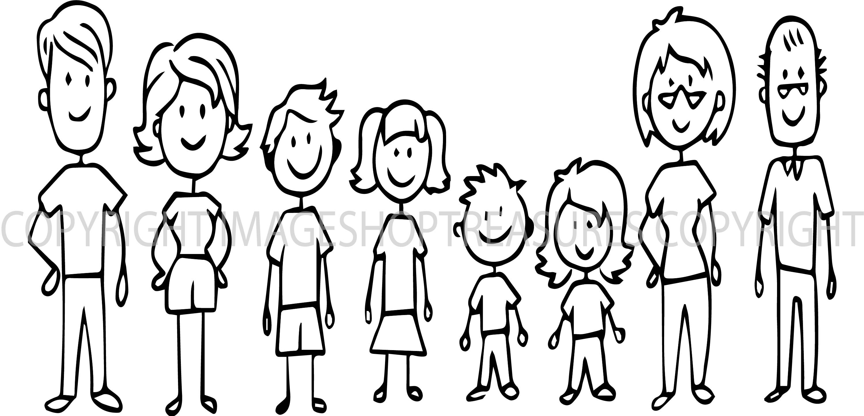 Download Stick Family Figure Happy Outline Mom Dad Kids Children Man | Etsy