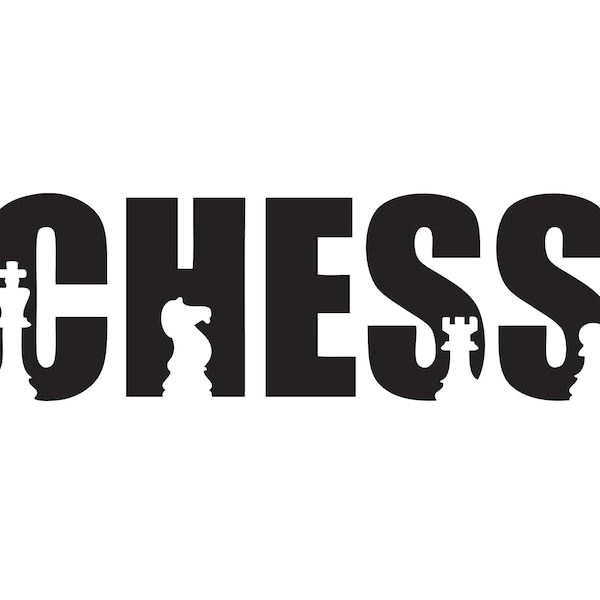 Chess Club Lettering Pieces Banner White Board Game Strategy Player Competition FIDE Master .SVG .PNG Clipart Vector Cricut Cut Cutting