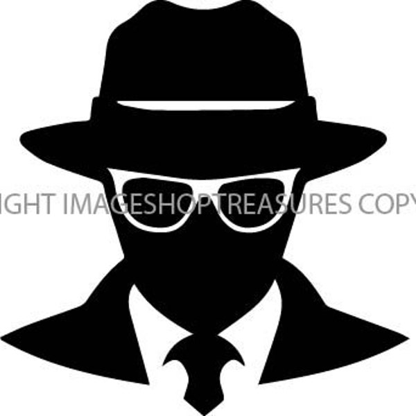 Masked Man Wise Guy Italian Mobster Mob Mystery Man Sunglasses Spy Undercover Symbol .SVG.PNG Vector Cricut Cut Cutting