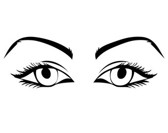 Woman Eyes Beauty Eyelashes Peeking Oval Bedroom See Sight Eyebrows Art .SVG .EPS .PNG Instant Digital Clipart Vector Cricut Cut Cutting