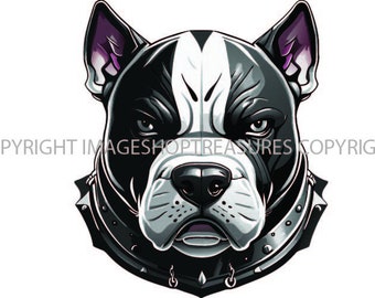 Vector American Pit Bull Breed Angry Black White Pedigree Dog Animal Pet Color Artwork Terrier Pitbull Design Logo PNG SVG Clipart Vector