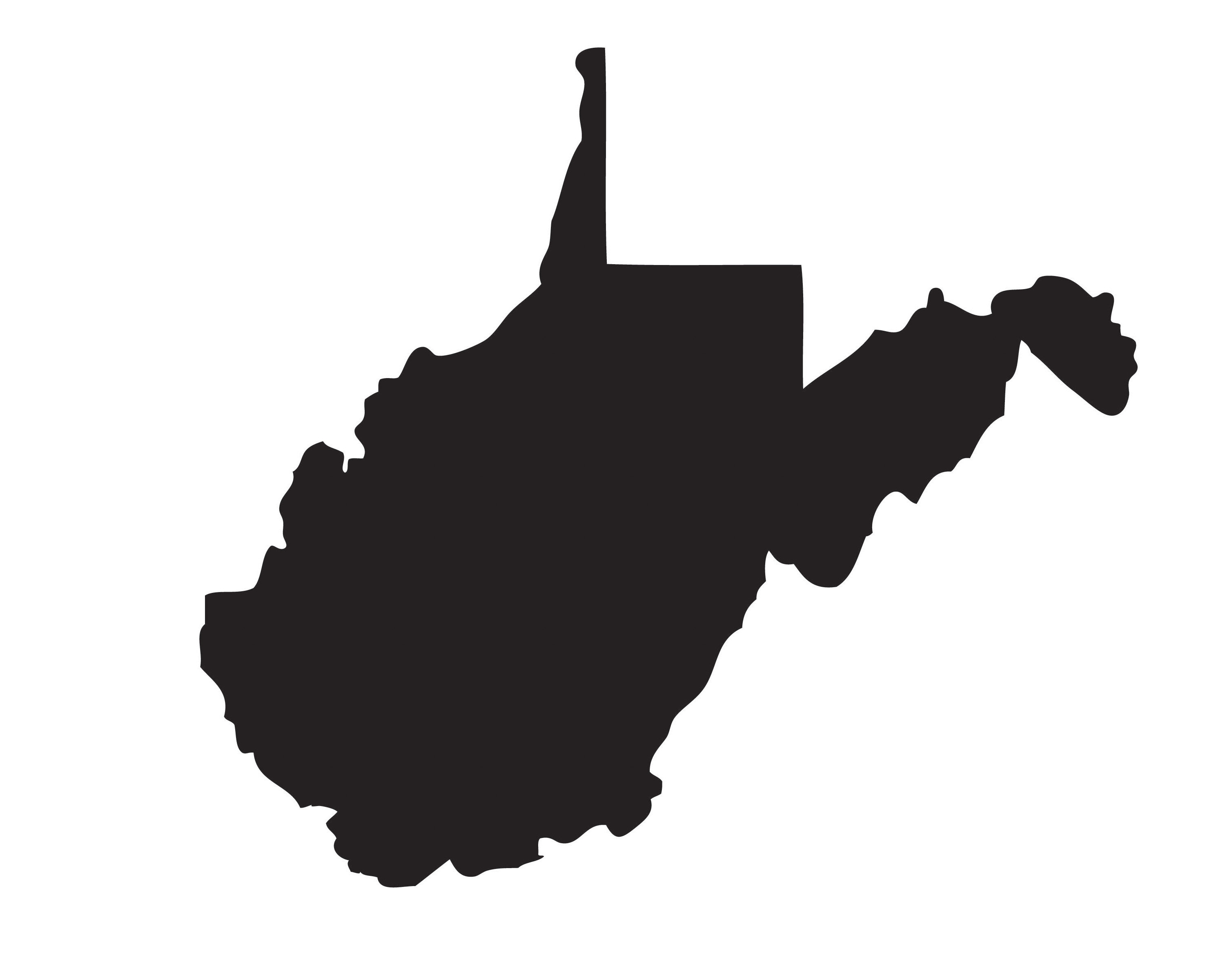 West Virginia WV State Silhouette Shape Map US United America Etsy Canada