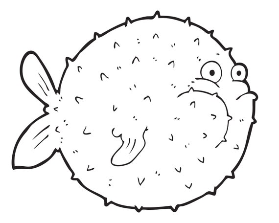 Download Puffer Fish Flounder Fat Blow Fish Cartoon Vector Jpeg Svg Etsy