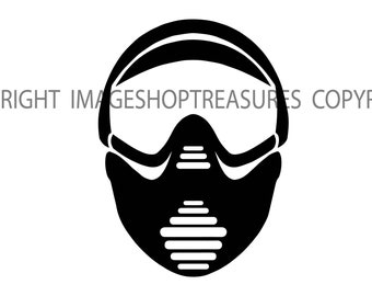 Paintball Mask Headgear Headcover Headpiece Hat Covering Face Protection Competition Tournament .SVG .PNG Clipart Vector Cricut Cut Cutting