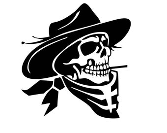 Cowboy Logo Skull Bones Bandit Bandana Tattoo Decal Rebel Outlaw Guns Hat Death Biker Design Logo.SVG .PNG Clipart Vector Cricut Cut Cutting