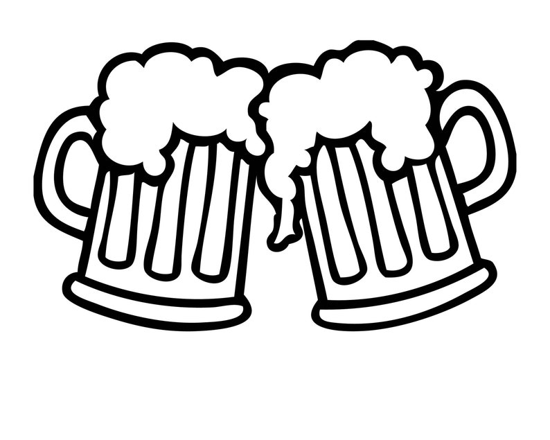 Download Beer Mugs Cheers Suds Foam Keg Stand Pong Vector Silhouette | Etsy