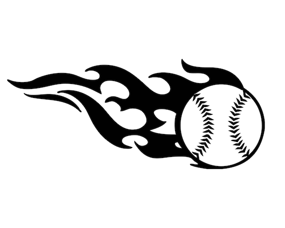 FLAMING BASEBALL Decal//Sticker ball bat #2
