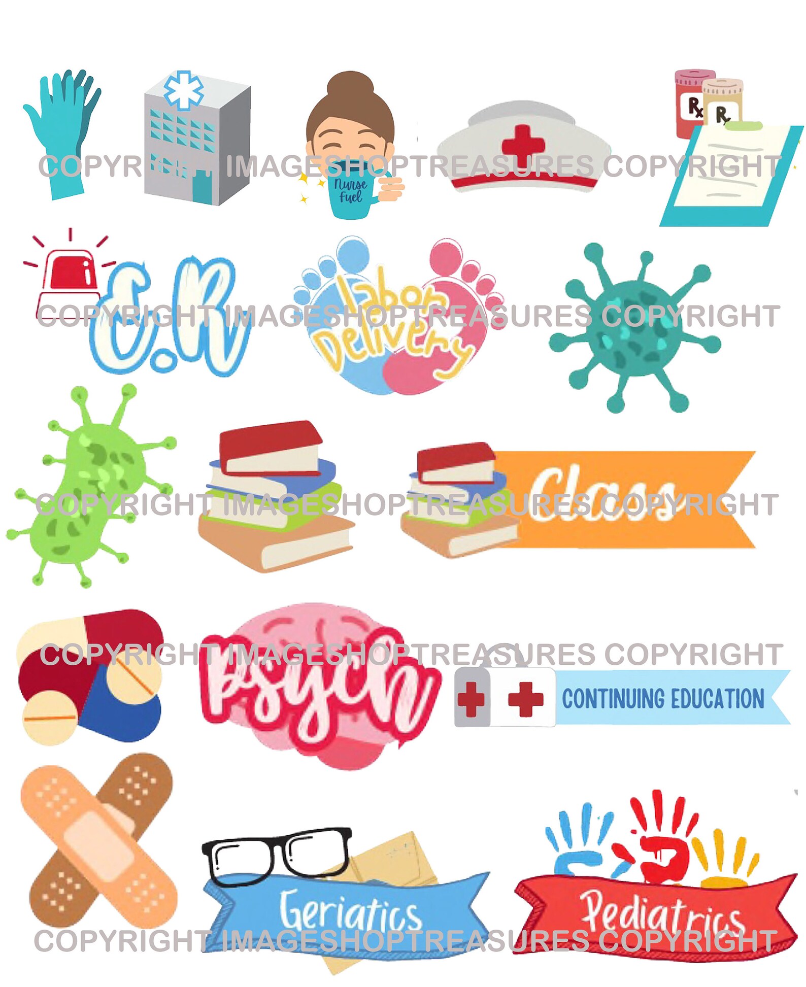 67 Piece Pre-cropped NURSING STICKER SHEET for Good Notes Goodnotes ...