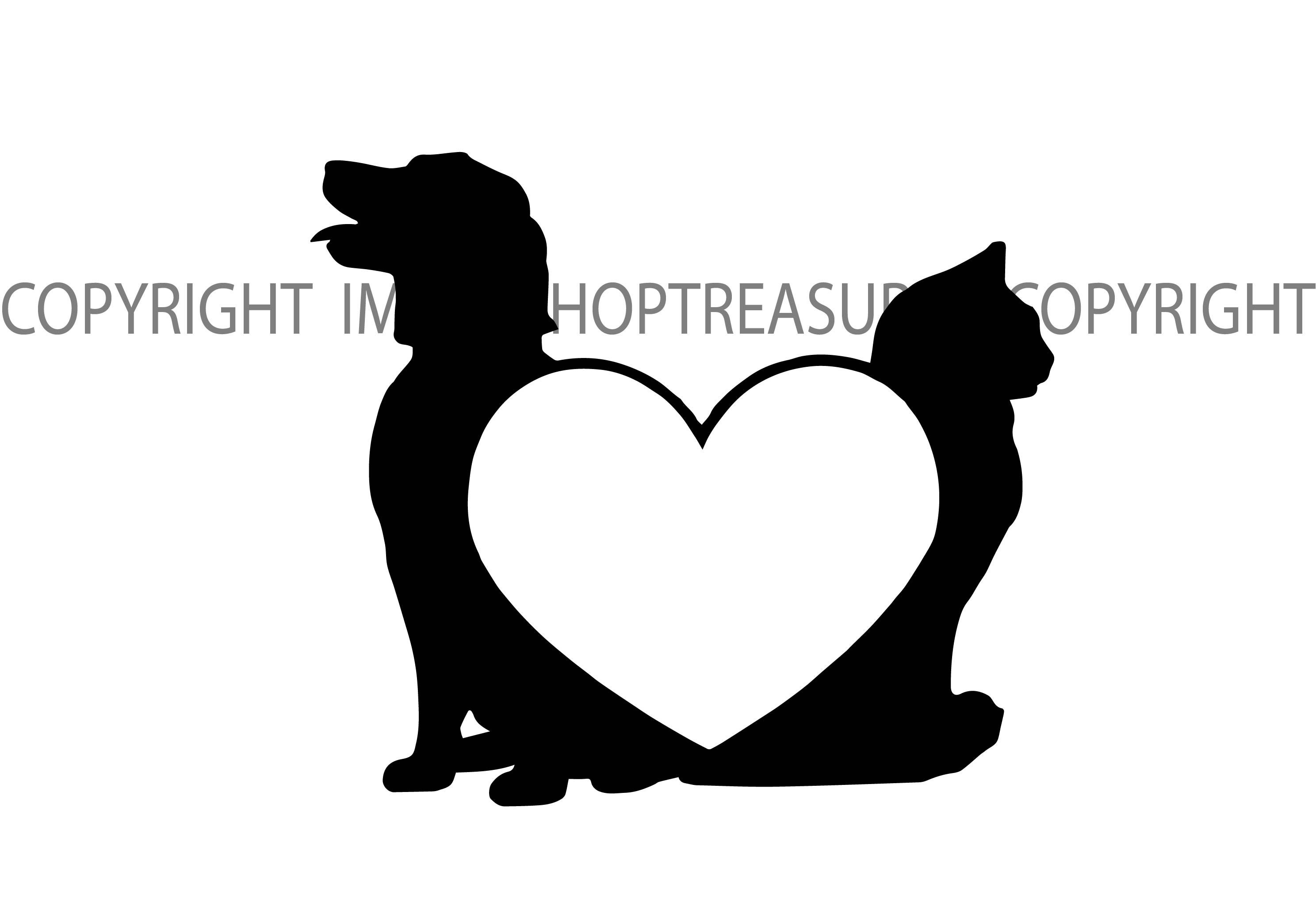 Dog Cat Heart Love Silhouette Logo Symbol Breed Animal Pet Hound Puppy  Pedigree Purebred Logo.svg .PNG Clipart Vector Cricut Cut Cutting - Etsy